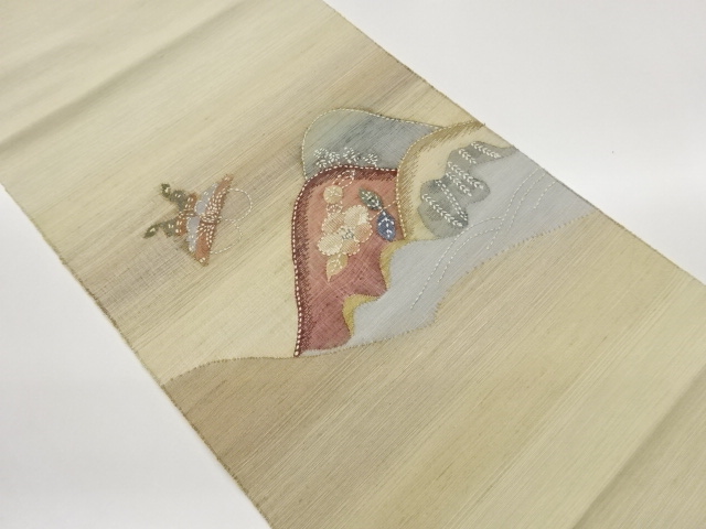 JAPANESE NAGOYA OBI / SASHIKO / WOVEN CAMELLIA